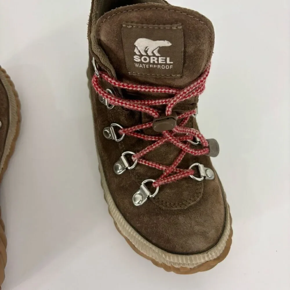Sorel Brown Leather Suede‎ with Pink No Tie Lace Winter Boots girl’s 1